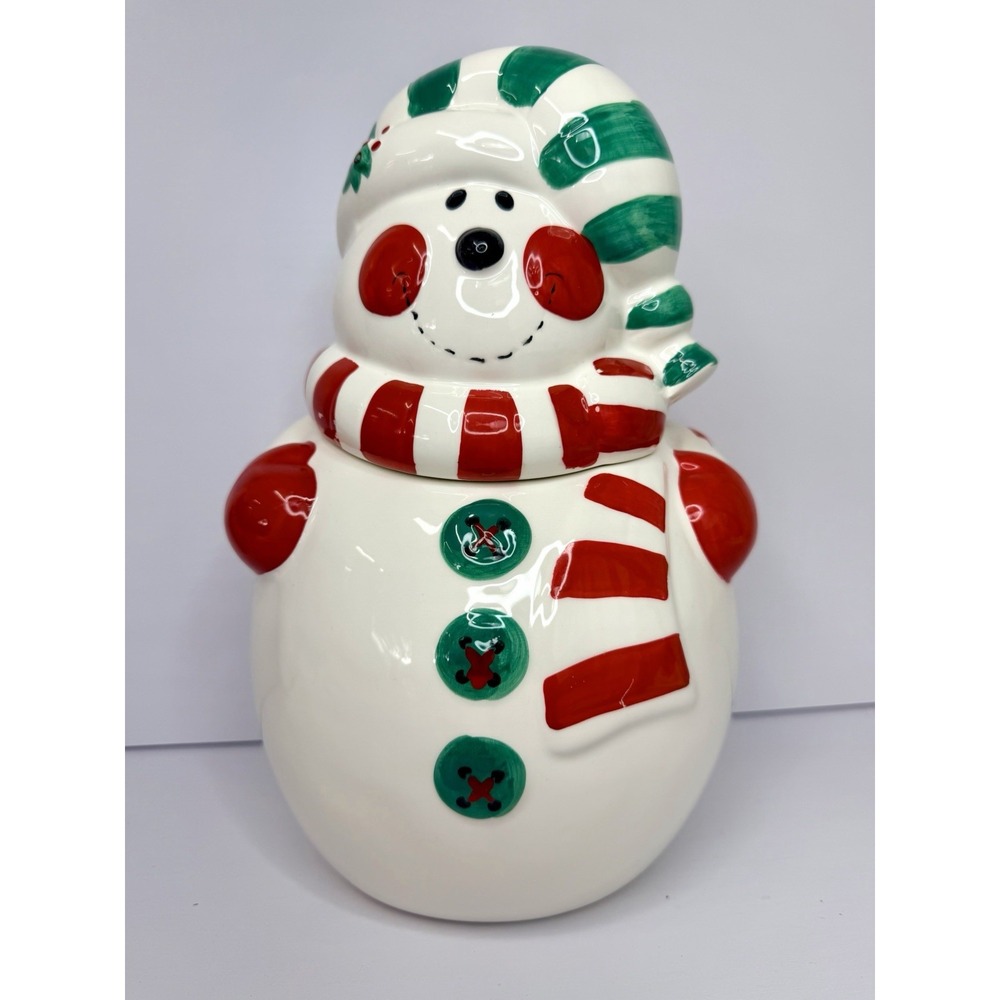 Vintage Snowman Cookie Jar 11¼" Tall Kmart Snowflakes